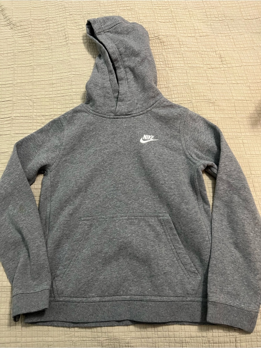Nike Kids Charcoal Gray Hoodie with White Swoosh